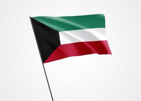 Koeweit vliegt hoog op de geïsoleerde achtergrond. 25 februari Koeweit Onafhankelijkheidsdag. 3d illustratie wereld nationale vlag collectie foto