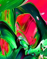 achtergrondontwerp van geschilderde acrylolieverf vloeistof vloeibare kleur groen en roze met creativiteit en moderne kunstwerken foto