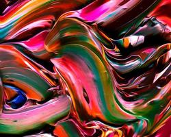 achtergrondontwerp van geschilderde acrylolieverf vloeistof vloeibare kleur donkergroen mengsel met creativiteit en moderne kunstwerken foto