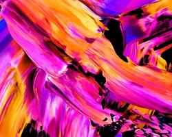 achtergrondontwerp van geschilderde acrylolieverf vloeibare vloeibare kleur paars en geel met creativiteit en moderne kunstwerken foto
