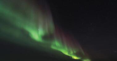 lichtgroen noorderlicht boven ijsland lichten en wervelingen in de lucht het noorderlicht magnifiek fenomeen foto