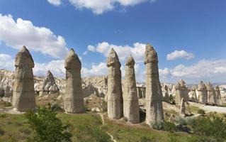 grote fallische rotsformaties in de vallei van de liefde, cappadocië, turkije.