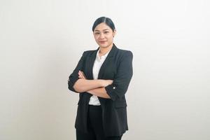 Aziatische zakenvrouw met witte achtergrond foto