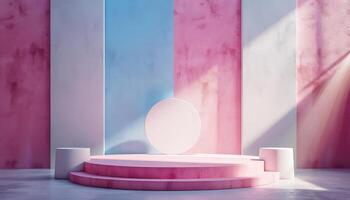 abstract pastel kamer met 3d podium foto