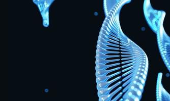 blauwe helix dna-chromosoom genetische modificatie op zwarte achtergrond. wetenschap en medisch concept. 3D illustratie weergave foto