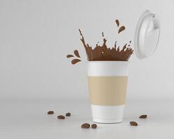 vector 3d realistisch wegwerp gesloten papier, plastic koffiekopje voor drankjes foto