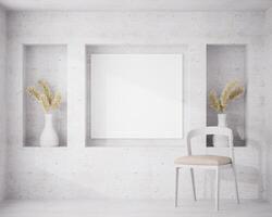 woonkamer muur fotolijst met bloemenvaas, 3D-stijl foto