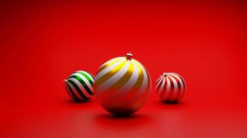 3D-weergave van balornamenten om Kerstmis en Nieuwjaar te versieren foto