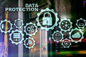 server gegevensbescherming concept. veiligheid van informatie van virus cyber digitale internettechnologie foto