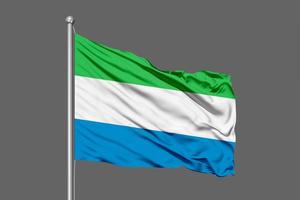 Sierra Leone zwaaiende vlag illustratie op grijze achtergrond foto
