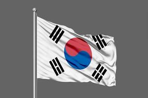 Zuid-Korea zwaaiende vlag illustratie op grijze achtergrond foto