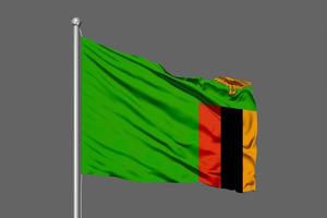 Zambia zwaaiende vlag illustratie op grijze achtergrond foto