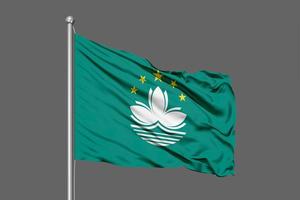 Macau zwaaiende vlag illustratie op grijze achtergrond foto