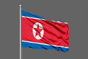 Noord-Korea zwaaiende vlag illustratie op grijze achtergrond foto