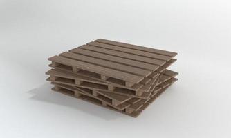 stapel houten pallet geïsoleerd op een witte achtergrond, 3D-rendering foto