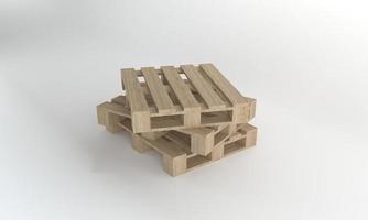 stapel houten pallet geïsoleerd op een witte achtergrond, 3D-rendering foto