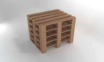 stapel houten pallet geïsoleerd op een witte achtergrond, 3D-rendering foto