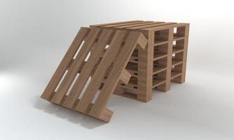 stapel houten pallet geïsoleerd op een witte achtergrond, 3D-rendering foto