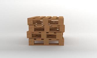 stapel houten pallet geïsoleerd op een witte achtergrond, 3D-rendering foto