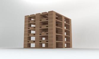 stapel houten pallet geïsoleerd op een witte achtergrond, 3D-rendering foto