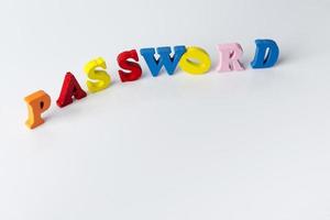 het woord wachtwoord op een witte achtergrond foto