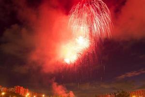 vuurwerk in de nachtelijke hemel. foto