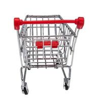 trolley winkelen zilver supermarkt witte achtergrond foto