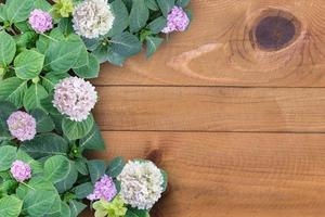 groep bloempot op houten vloer foto