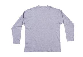 grijze trui geïsoleerd op een witte achtergrond. grijze sweatshirt mock-up lege kopie ruimte. foto
