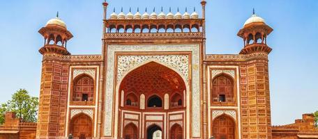 Taj Mahal Agra India Great Gate Red verbazingwekkende gedetailleerde architectuur. foto