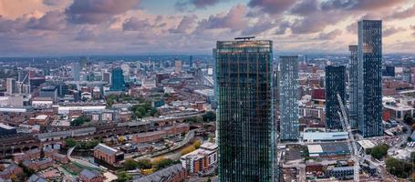 luchtfoto van de stad Manchester in het VK foto