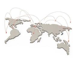 sociaal netwerk menselijke 3d op wereldkaart als concept foto