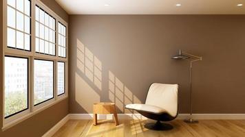 3d render gastenkantoor lounge muur mockup ontwerp met modern minimalistisch interieurconcept foto
