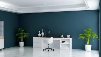 3d render minimalistische kantoorruimte met houten design interieur