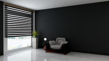 3d render gastenkantoor lounge muur mockup ontwerp met modern minimalistisch interieurconcept foto
