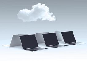 cloud computing 3d teken op laptopcomputer als concept foto