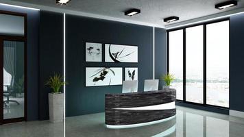 3D-rendering moderne houten ontvangstruimte of receptiemodel foto