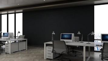 3d render kantoorontwerp - mockup voor binnenmuur van de managerkamer foto