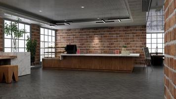 3d render restaurant of café voor logo mockup met bakstenen muur foto