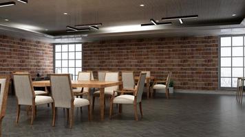 3d render restaurant of café voor logo mockup met bakstenen muur foto