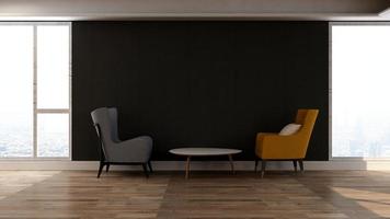 3d render executive lounge muur mockup ontwerp foto