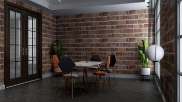 3d render restaurant of café voor logo mockup met bakstenen muur foto