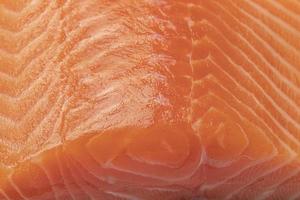 zalm vis oranje vlees met vette laag close-up textuur. foto