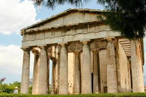 de ruïnes in de historische stad Athene Griekenland, het Parthenon, de Akropolis en de heuvel van Mars foto