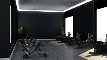 3d render moderne fitness of gym kamer muur mockup foto