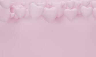 hart op roze achtergrond voor gelukkige vrouwen, moeders, Valentijnsdag concept. 3D-rendering foto