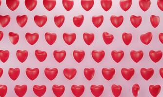 3D-rendering. rode harten naadloze patroon. hou van eenvoudige herhalende achtergrond. valentijnsdag concept foto