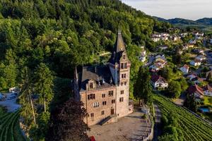 luchtfoto van het oude feodale kasteel burg rodech foto