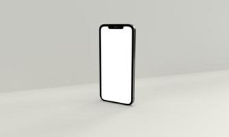 3D render illustratie hand met de witte smartphone met volledig scherm en modern frame minder ontwerp - geïsoleerd op een witte achtergrond foto