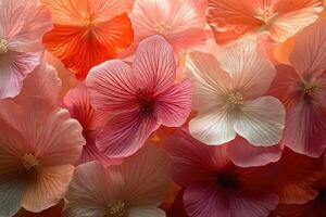 delicaat roze en oranje bloemen creëren verbijsterend bloemen achtergrond foto